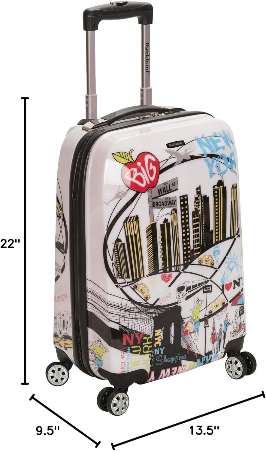 imageRockland Departure Hardside Spinner Wheel Luggage New York CarryOn 20Inch