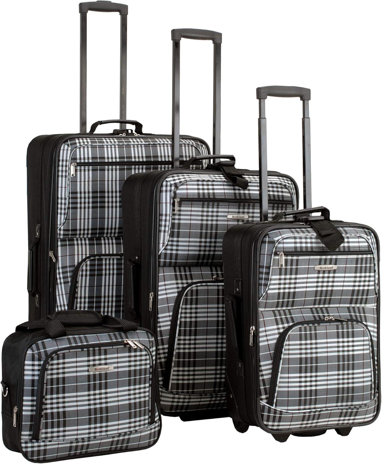 imageRockland Fashion Softside Upright Luggage SetExpandable Orange 2Piece 1419Zebra