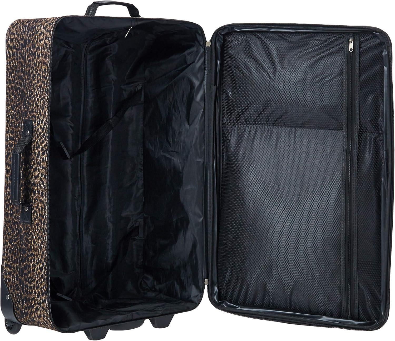 imageRockland Jungle Softside Upright Luggage Set Leopard 4Piece Set 14192428Leopard