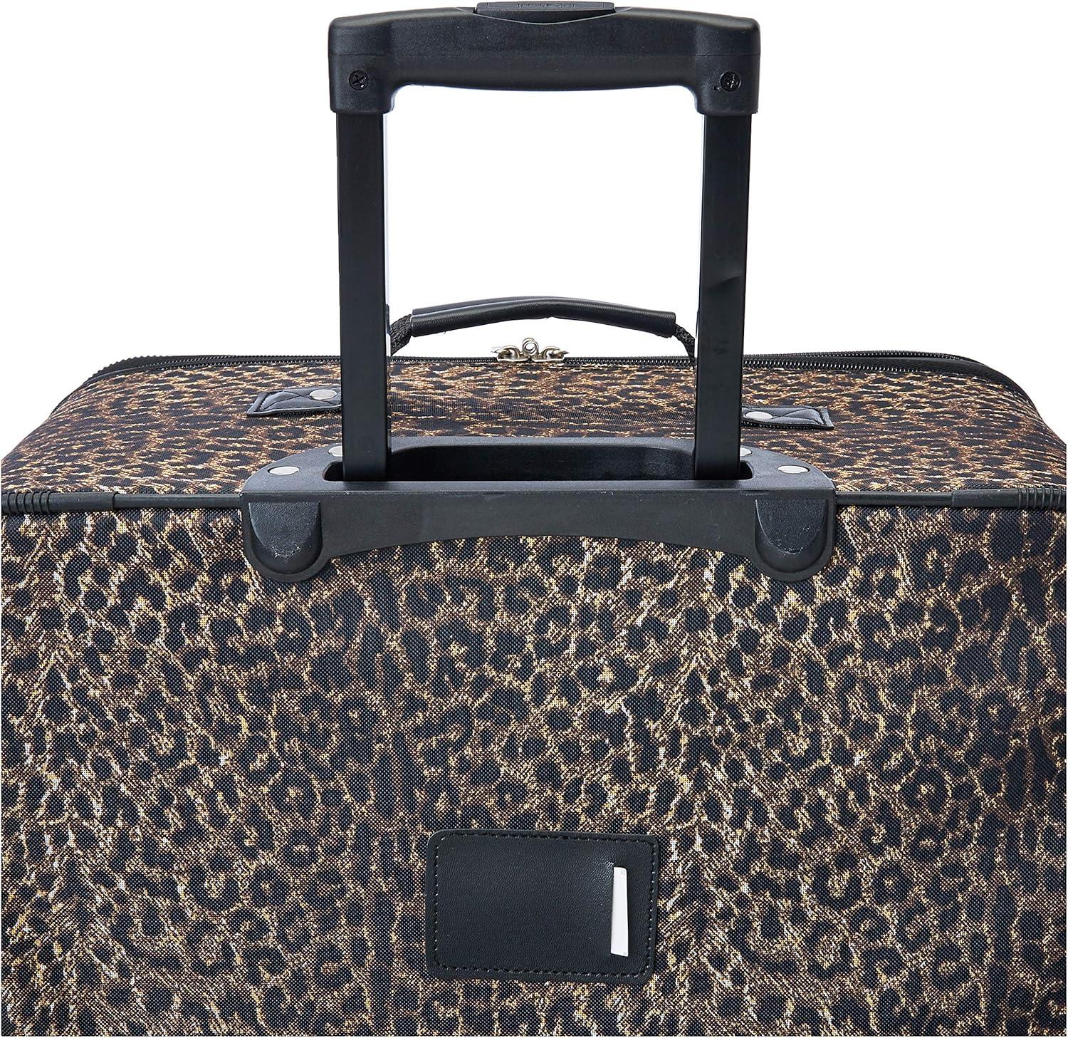 imageRockland Jungle Softside Upright Luggage Set Leopard 4Piece Set 14192428Leopard