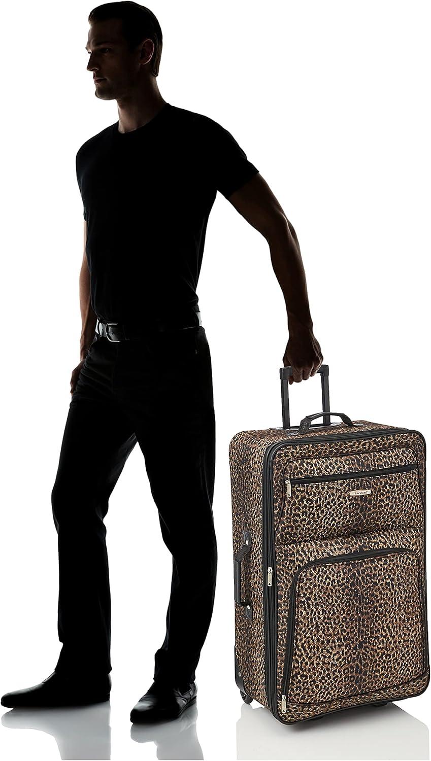 imageRockland Jungle Softside Upright Luggage Set Leopard 4Piece Set 14192428Leopard