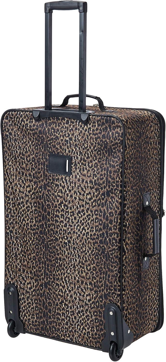 imageRockland Jungle Softside Upright Luggage Set Leopard 4Piece Set 14192428Leopard