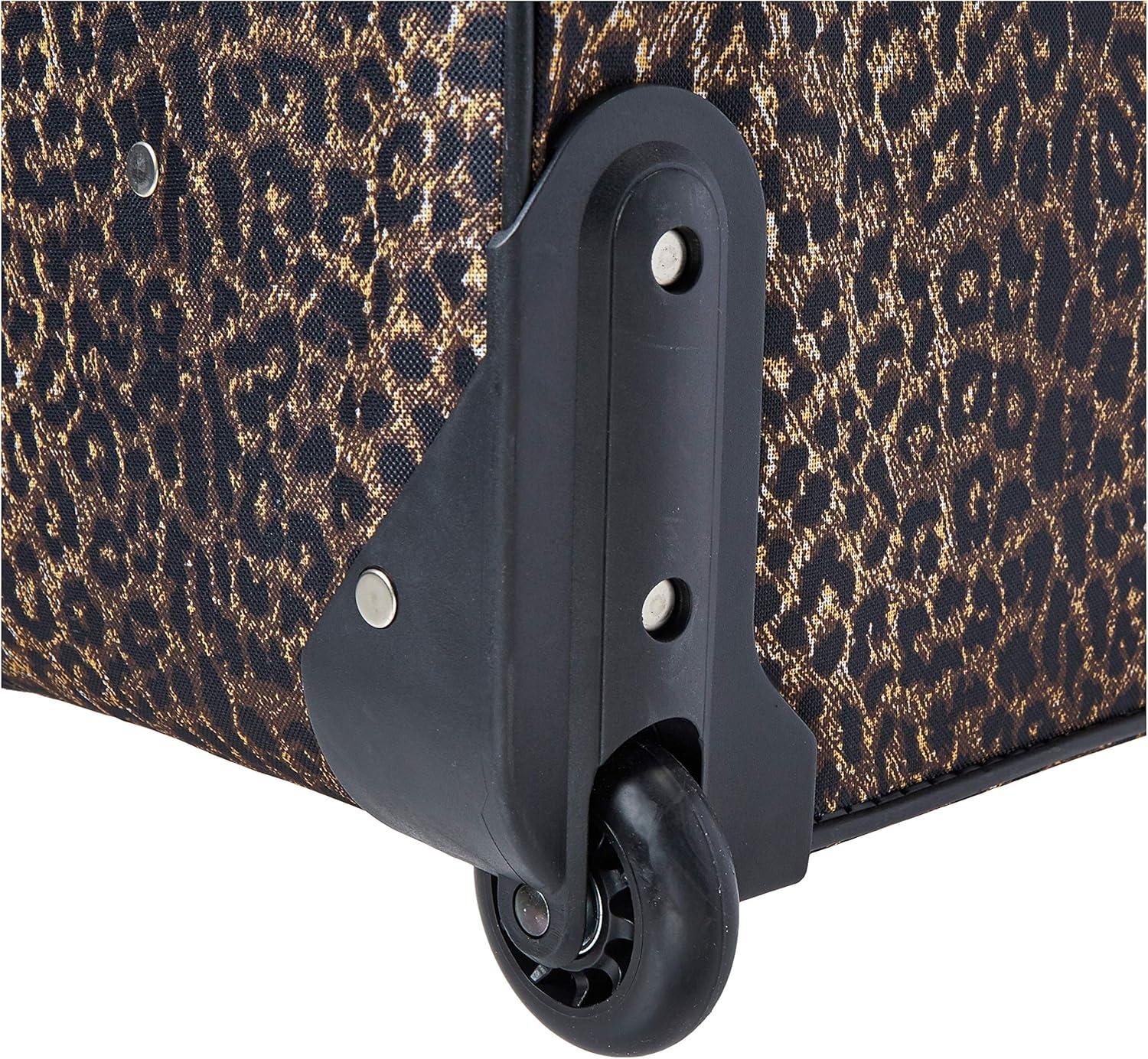 imageRockland Jungle Softside Upright Luggage Set Leopard 4Piece Set 14192428Leopard