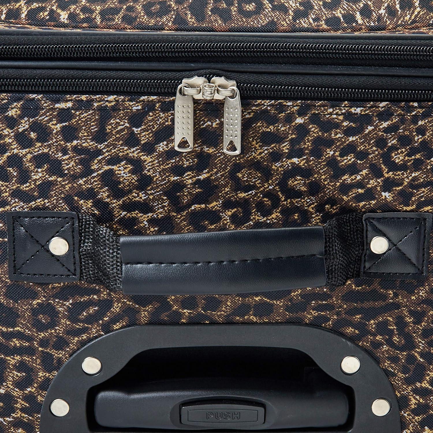 imageRockland Jungle Softside Upright Luggage Set Leopard 4Piece Set 14192428Leopard