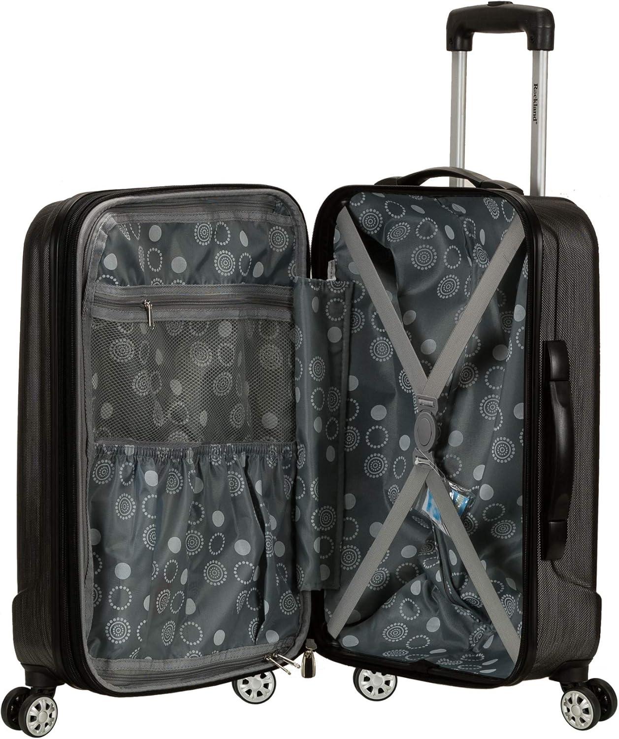 imageRockland Melbourne Hardside Expandable Spinner Wheel Luggage Metallic CarryOn 20InchMETALLIC