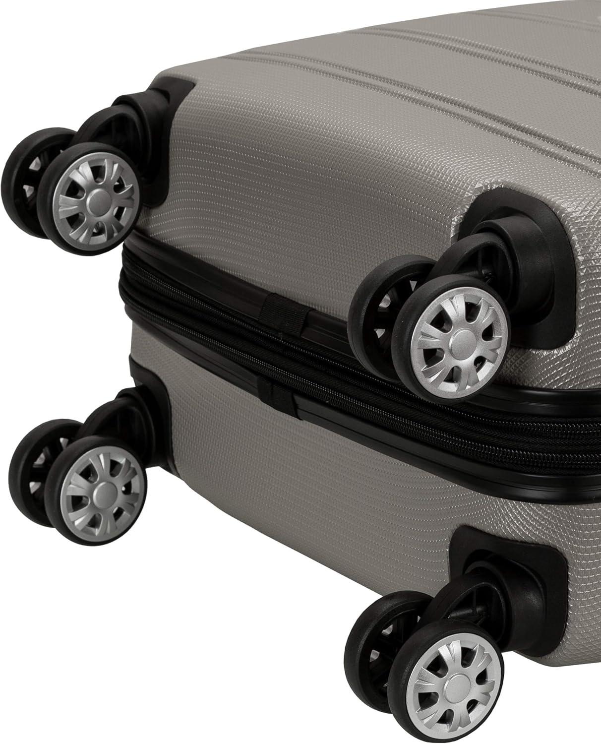 imageRockland Melbourne Hardside Expandable Spinner Wheel Luggage Silver CarryOn 20Inch