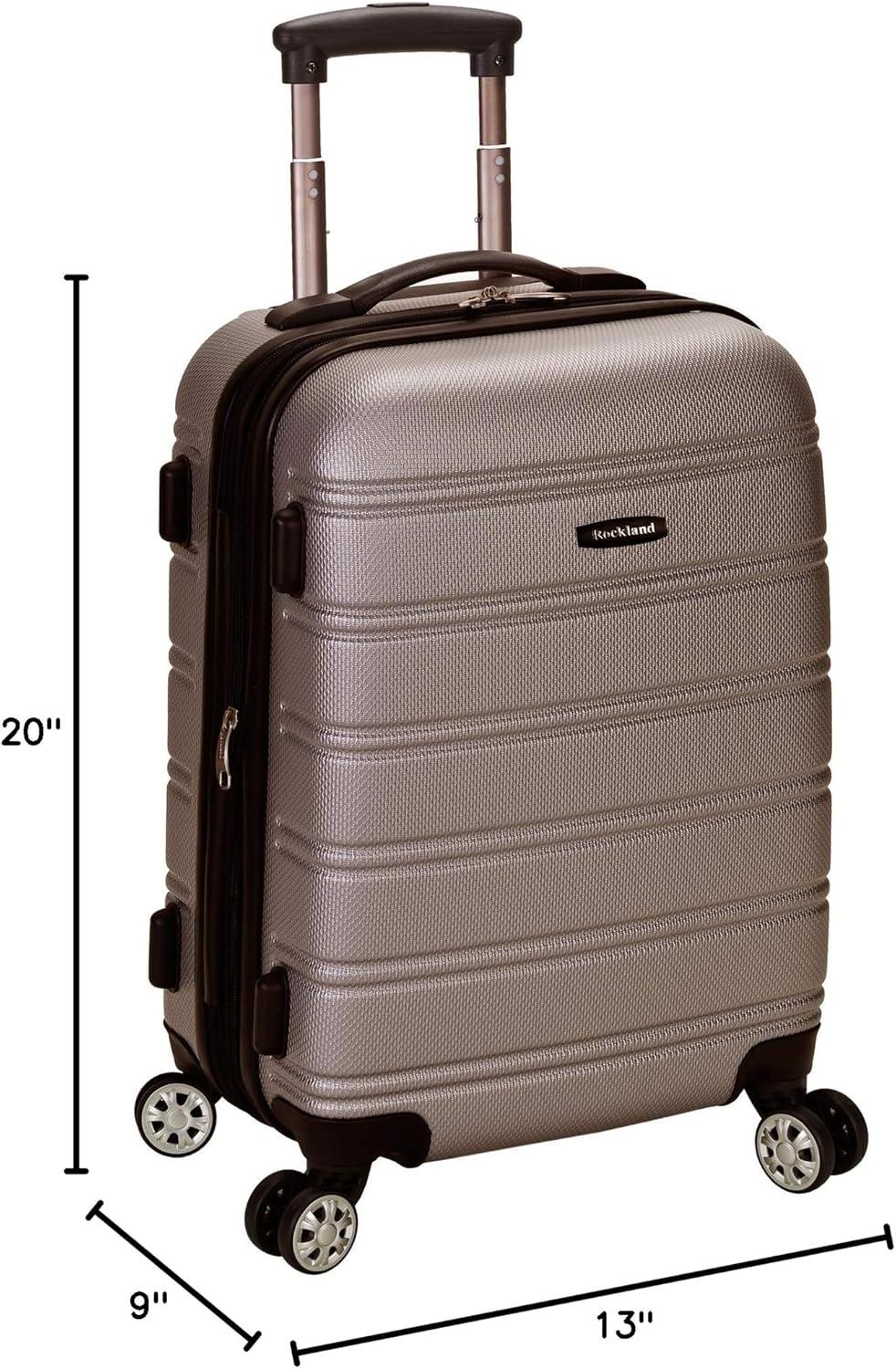 imageRockland Melbourne Hardside Expandable Spinner Wheel Luggage Silver CarryOn 20Inch
