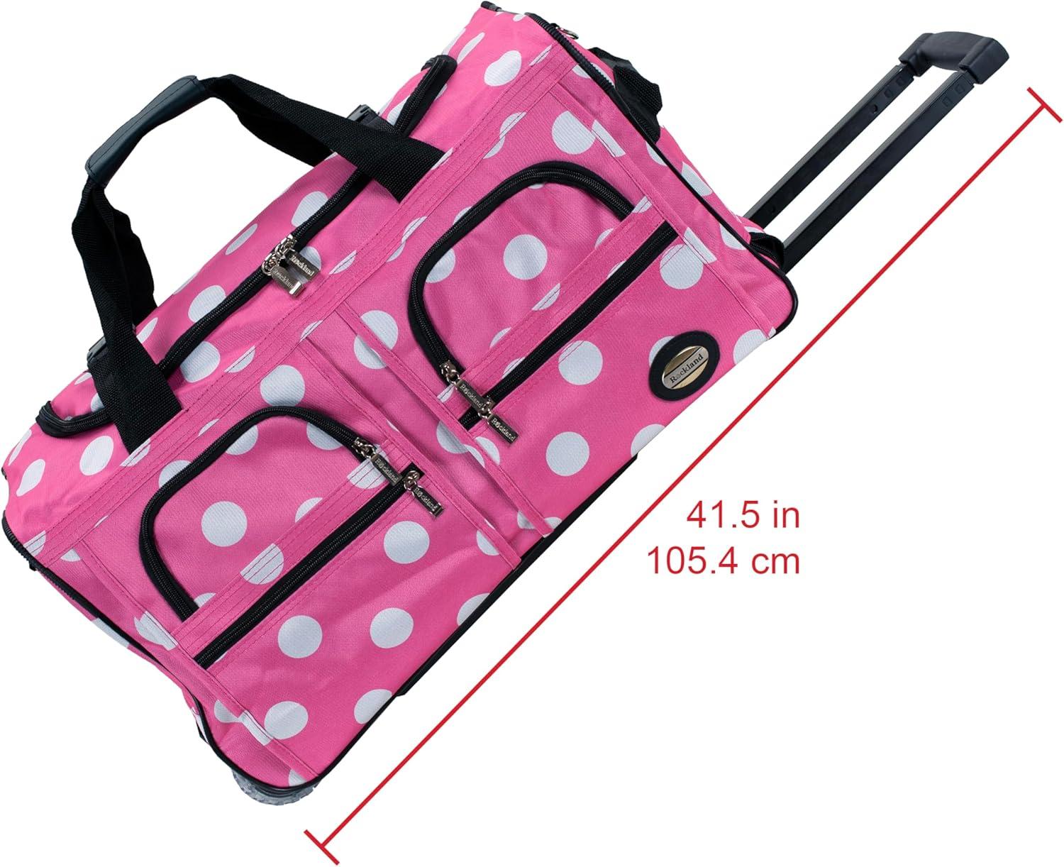 imageRockland Rolling Duffel Bag Pink Dot 22quot