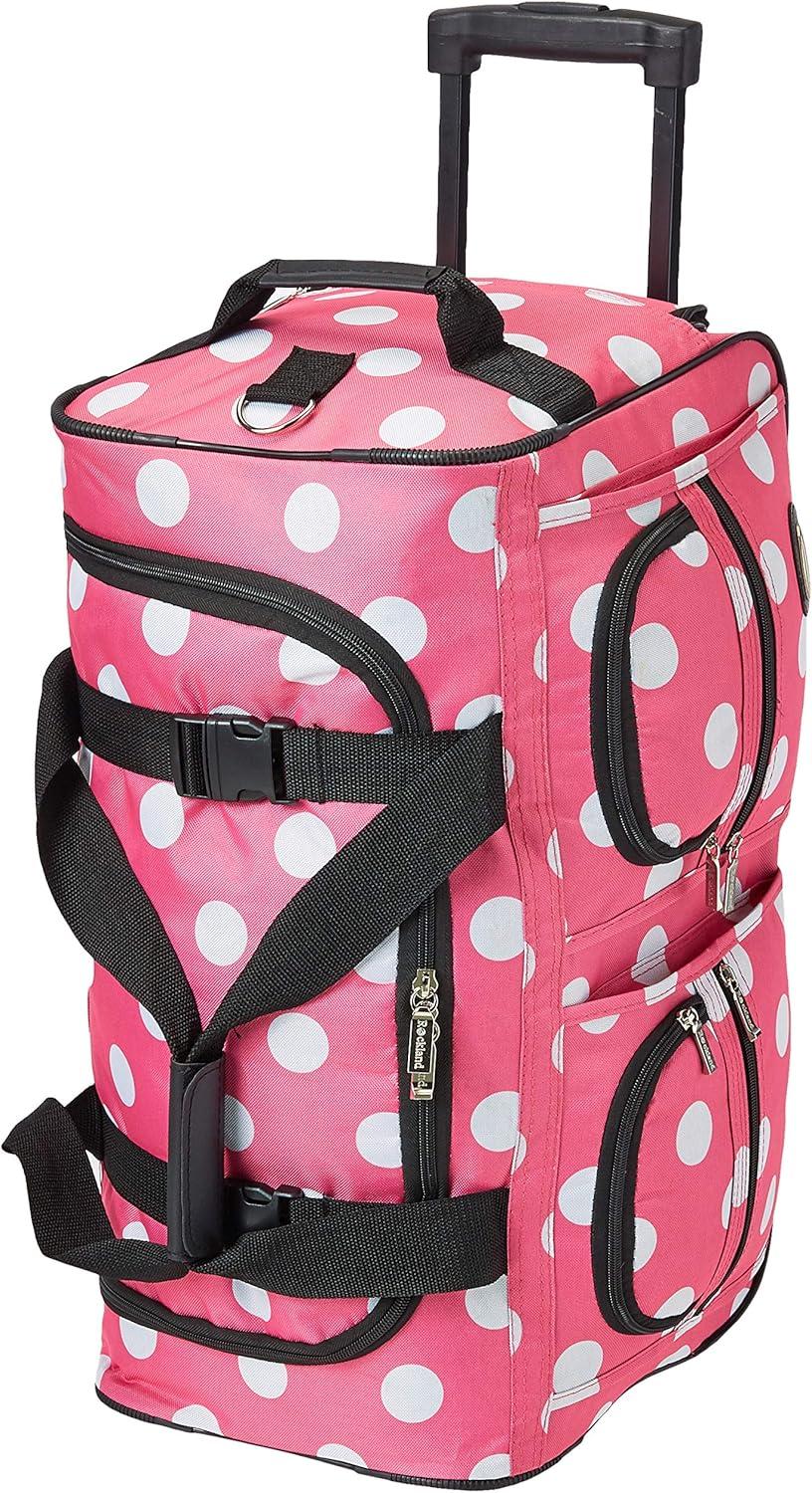 imageRockland Rolling Duffel Bag Pink Dot 22quot