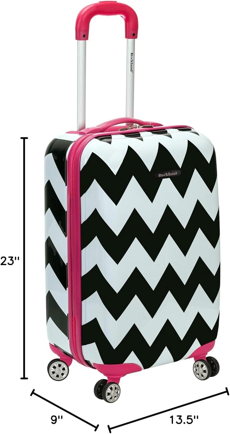 imageRockland Safari Hardside Spinner Wheel Luggage Pink Chevron CarryOn 20InchPINKCHEVRON