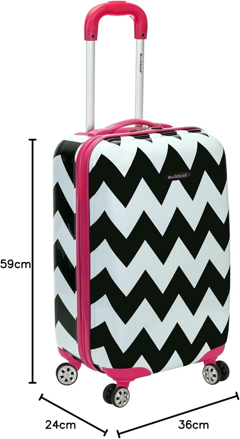 imageRockland Safari Hardside Spinner Wheel Luggage Pink Chevron CarryOn 20InchPINKCHEVRON
