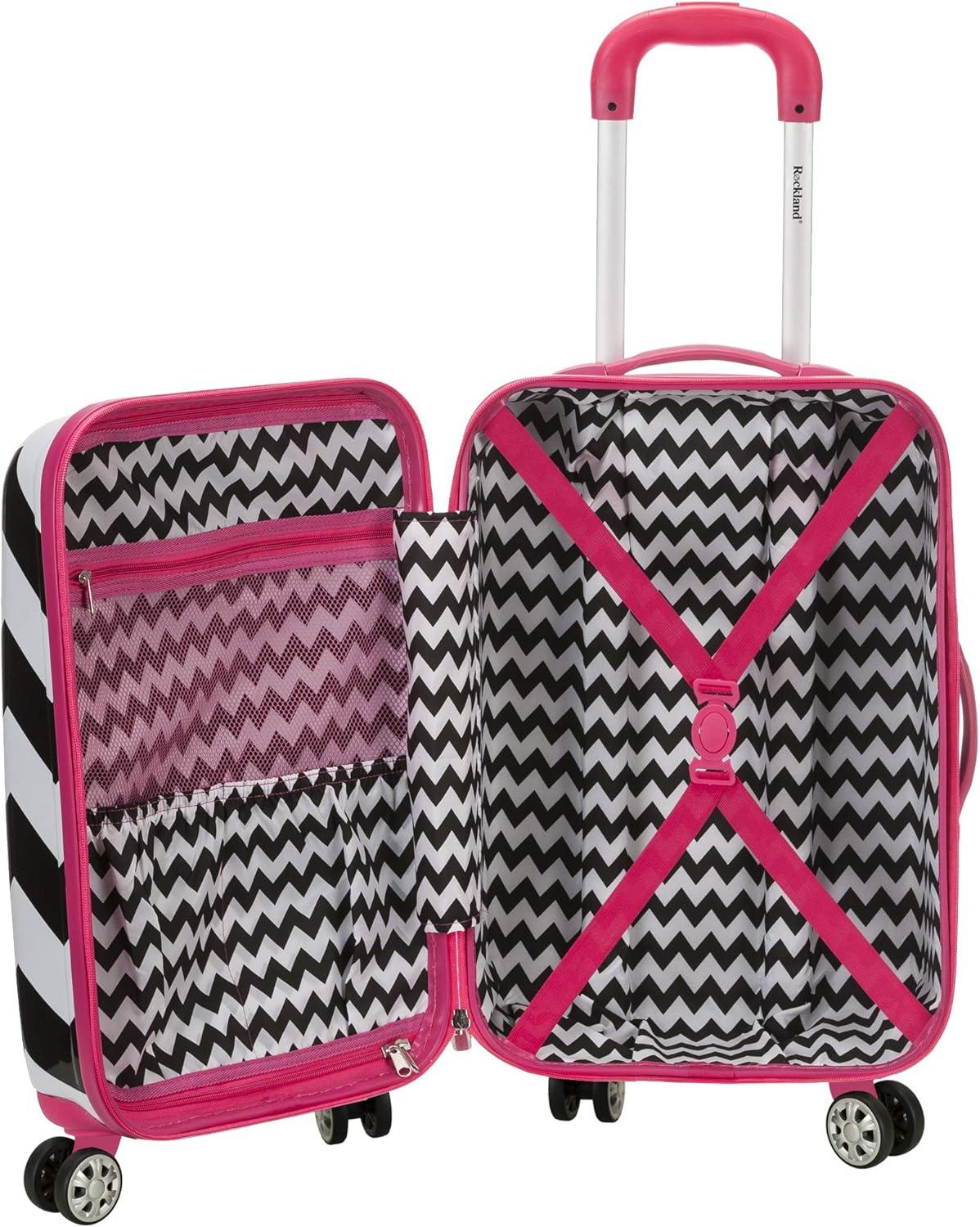 imageRockland Safari Hardside Spinner Wheel Luggage Pink Chevron CarryOn 20InchPINKCHEVRON