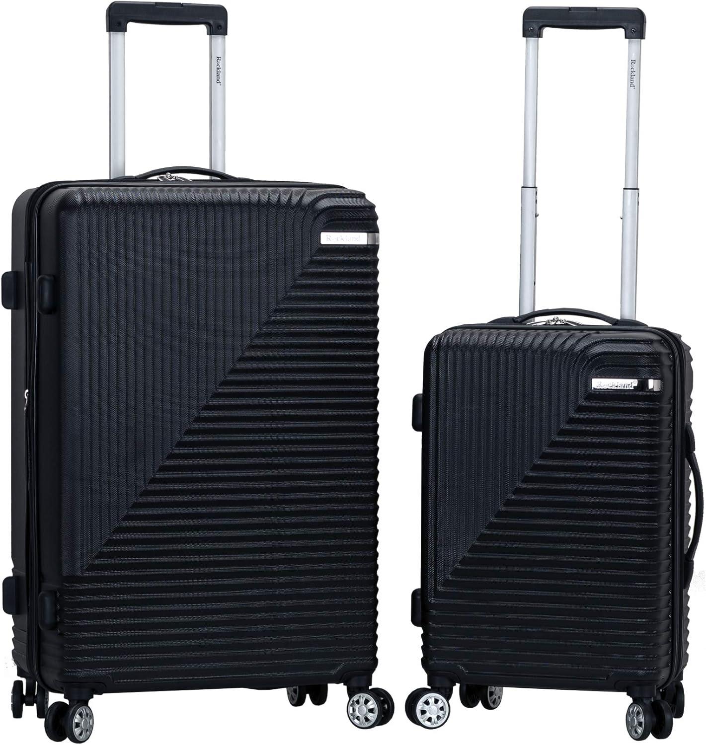 imageRockland Star Trail Hardside Spinner Wheel Luggage Purple 2Piece Set 2028Black