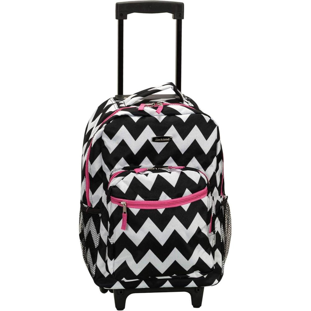 imageRockland Double Handle Rolling Backpack New Heart 17InchPINKCHEVRON