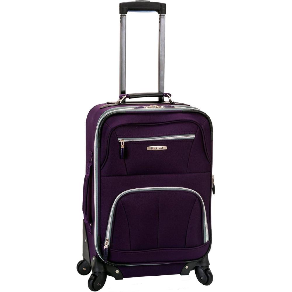 imageRockland Expandable Spinner Carry On Black 19InchPurple