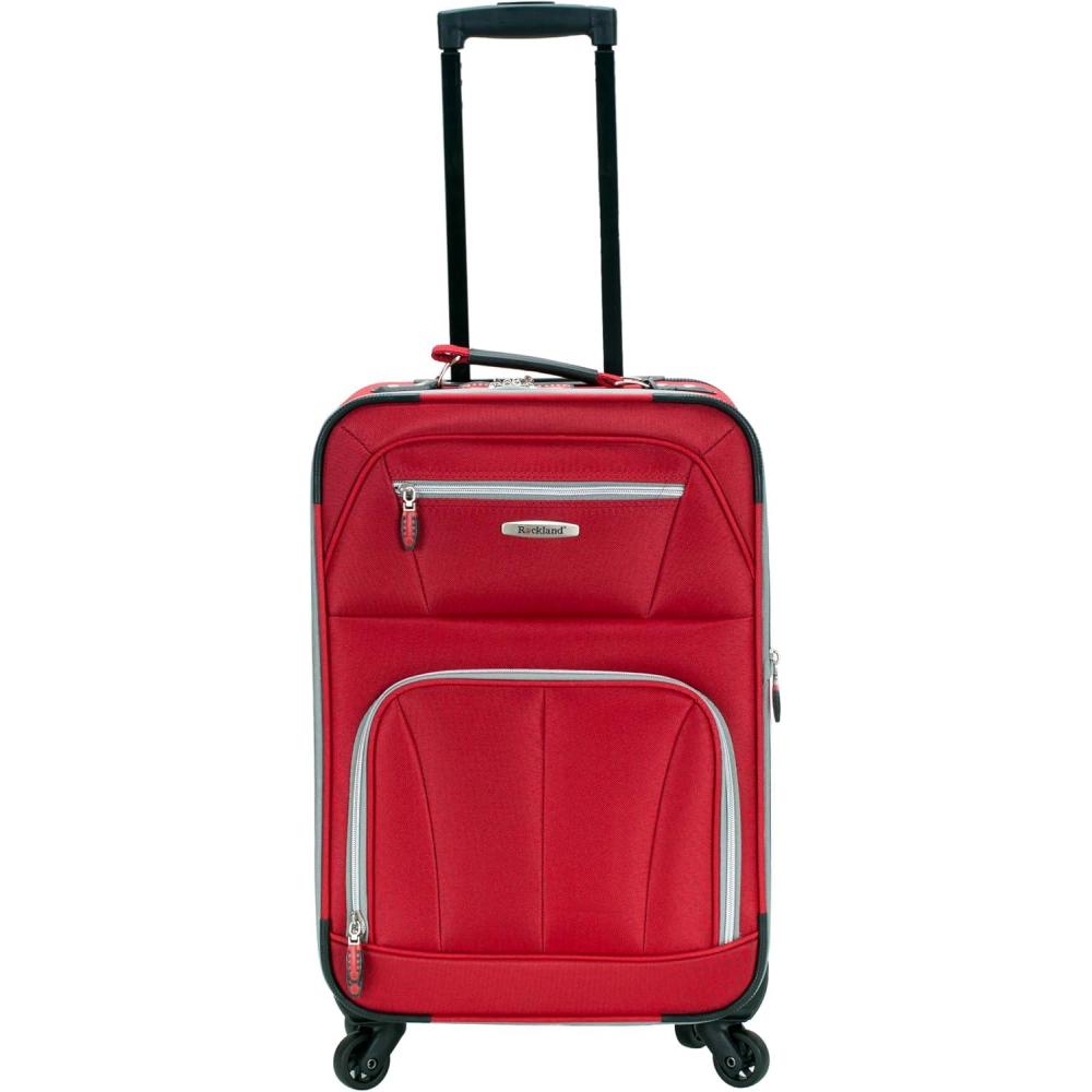 imageRockland Expandable Spinner Carry On Black 19InchRed