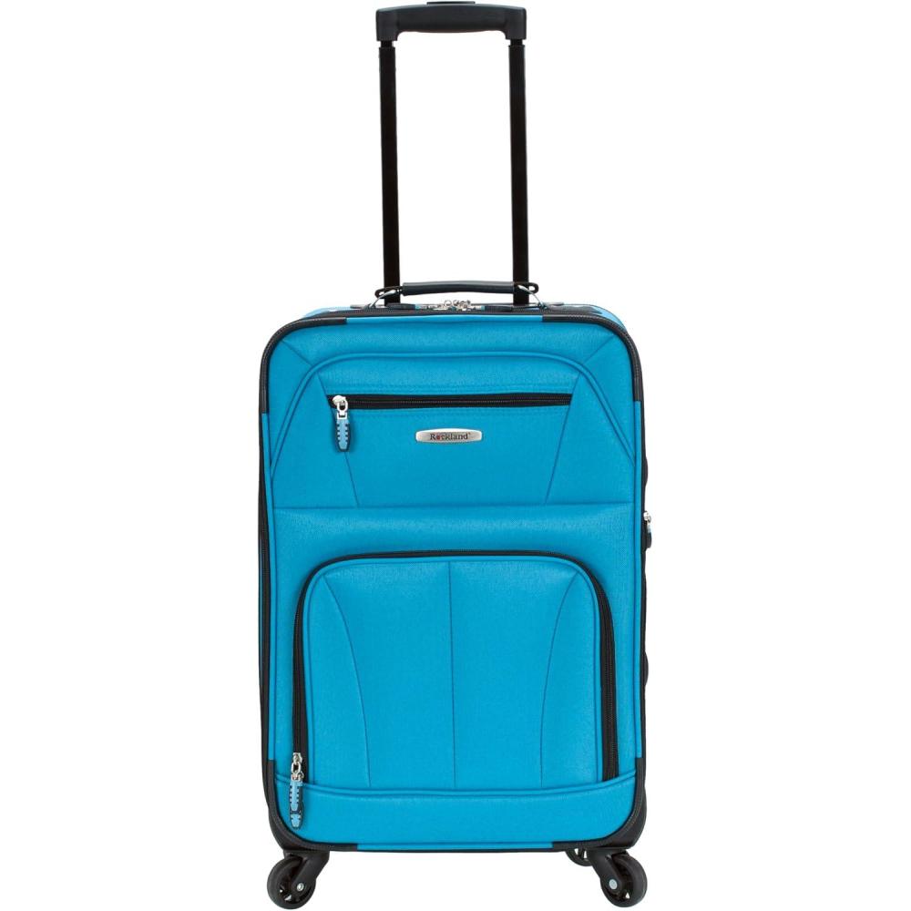 imageRockland Expandable Spinner Carry On Black 19InchTurquoise