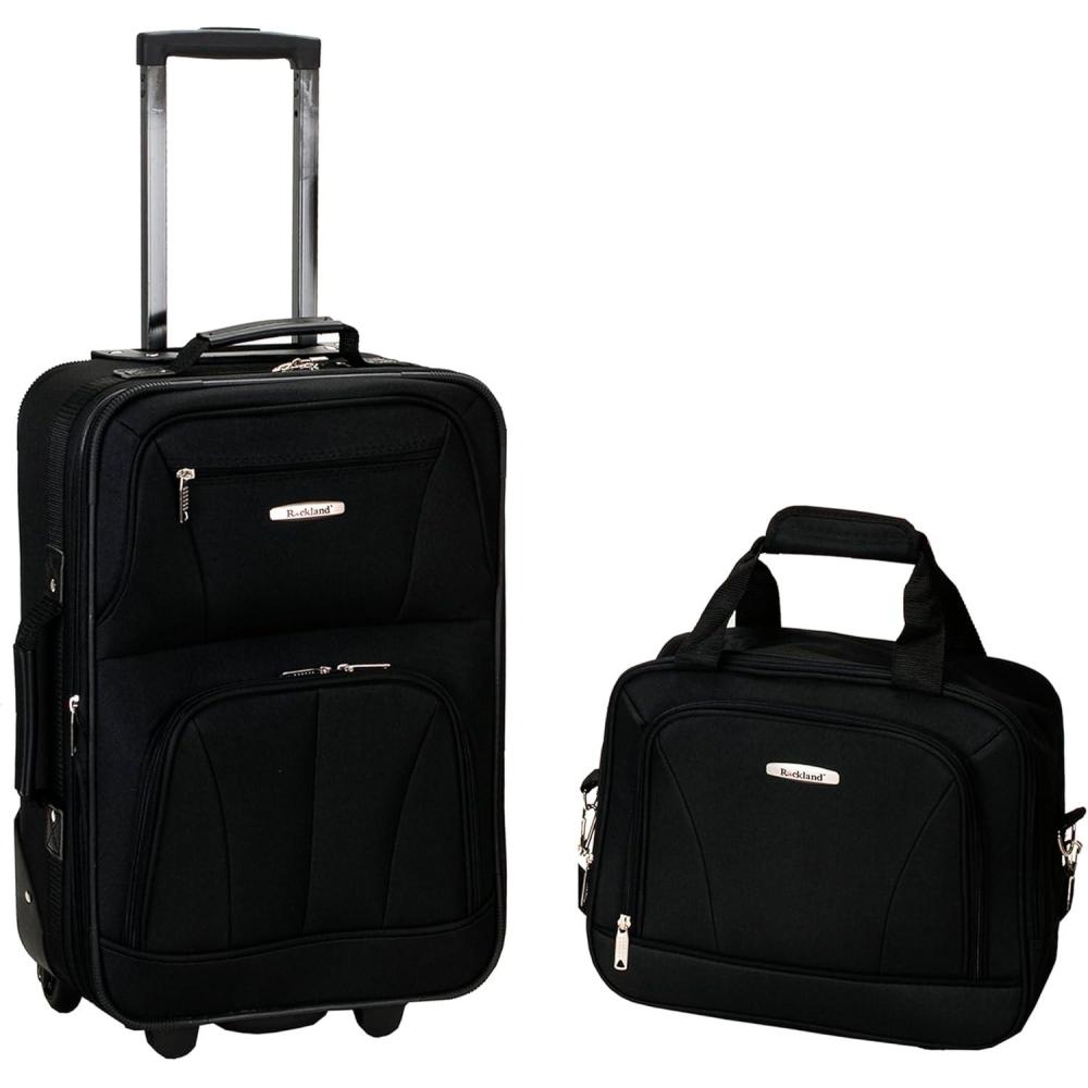imageRockland Fashion Softside Upright Luggage SetExpandable Orange 2Piece 1419Black