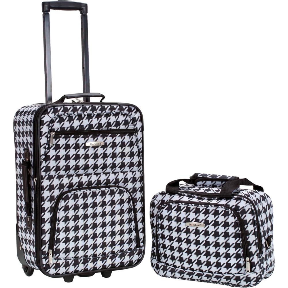 imageRockland Fashion Softside Upright Luggage SetExpandable Orange 2Piece 1419BlackWhite