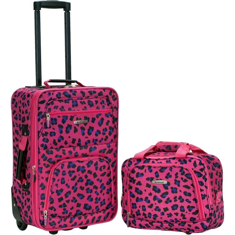 imageRockland Fashion Softside Upright Luggage SetExpandable Orange 2Piece 1419Magenta Leopard