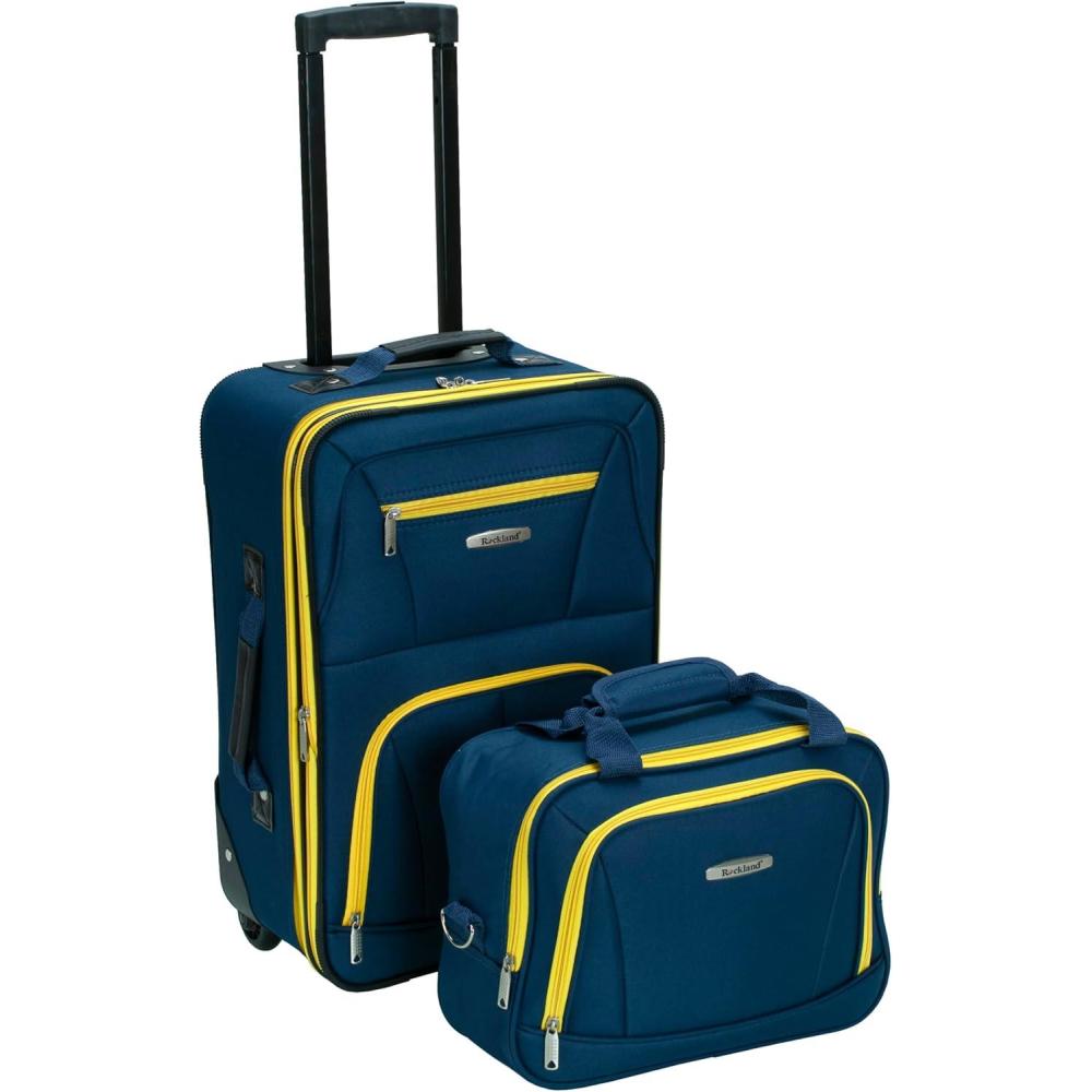imageRockland Fashion Softside Upright Luggage SetExpandable Orange 2Piece 1419Navy
