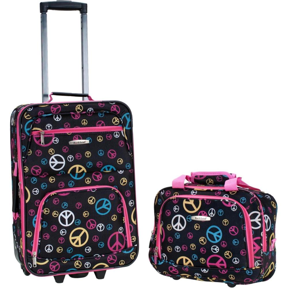 imageRockland Fashion Softside Upright Luggage SetExpandable Orange 2Piece 1419Peace