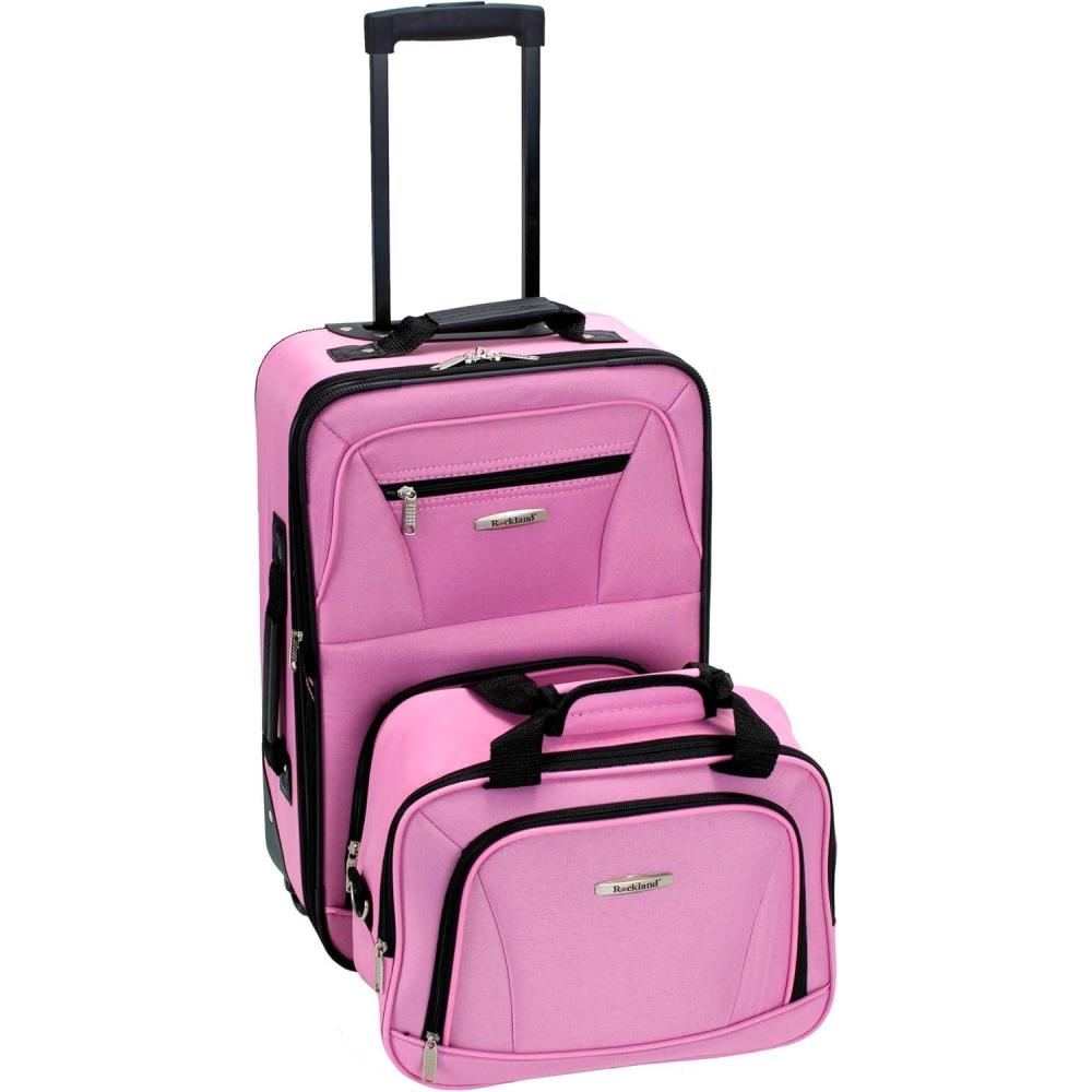 imageRockland Fashion Softside Upright Luggage SetExpandable Orange 2Piece 1419Pink