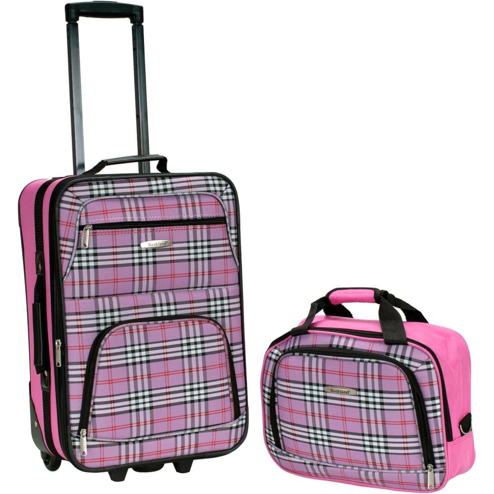 imageRockland Fashion Softside Upright Luggage SetExpandable Orange 2Piece 1419Pink Cross