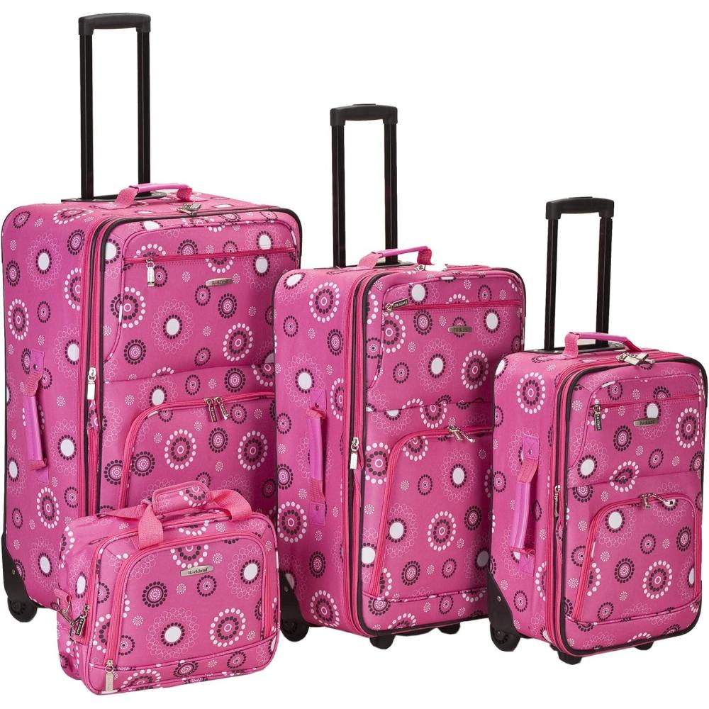 imageRockland Fashion Softside Upright Luggage SetExpandable Orange 2Piece 1419Pink Pearl