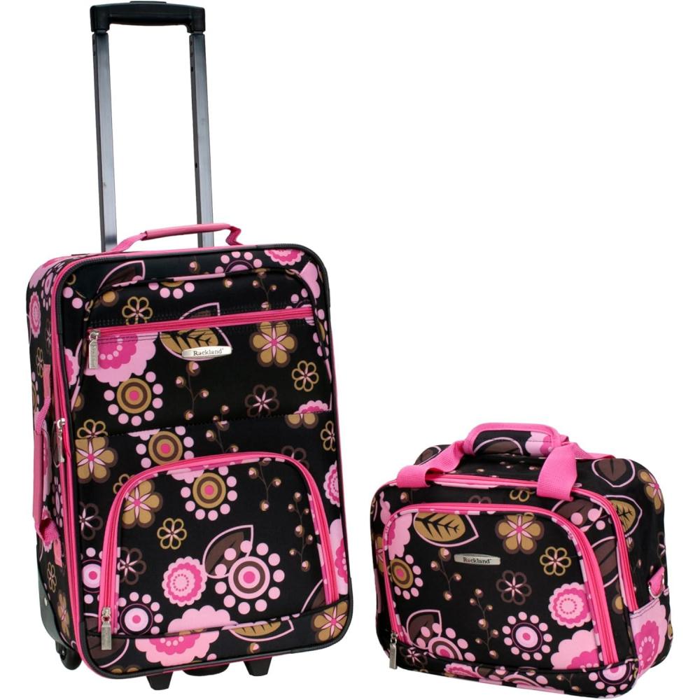 imageRockland Fashion Softside Upright Luggage SetExpandable Orange 2Piece 1419Pucci