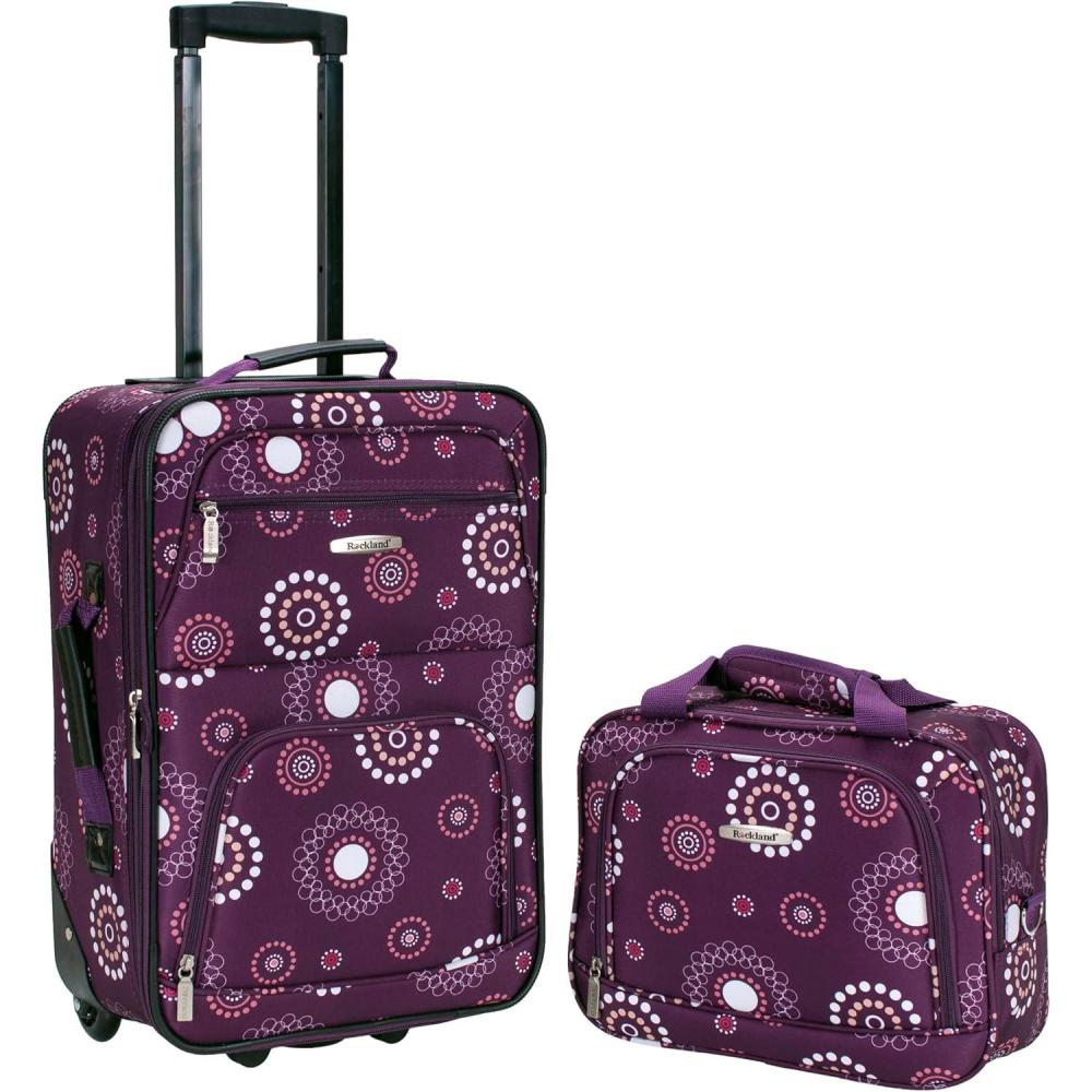 imageRockland Fashion Softside Upright Luggage SetExpandable Orange 2Piece 1419Purple Pearl