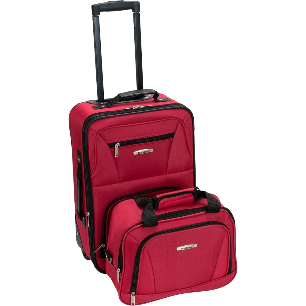 imageRockland Fashion Softside Upright Luggage SetExpandable Orange 2Piece 1419Red