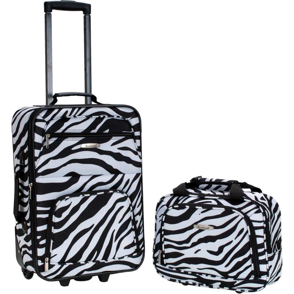 imageRockland Fashion Softside Upright Luggage SetExpandable Orange 2Piece 1419Zebra