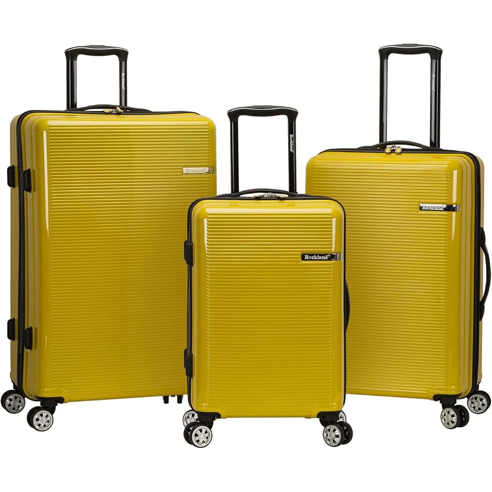 imageRockland Horizon Hardside Spinner Wheel Luggage Set Silver 3Piece Set 202428Yellow