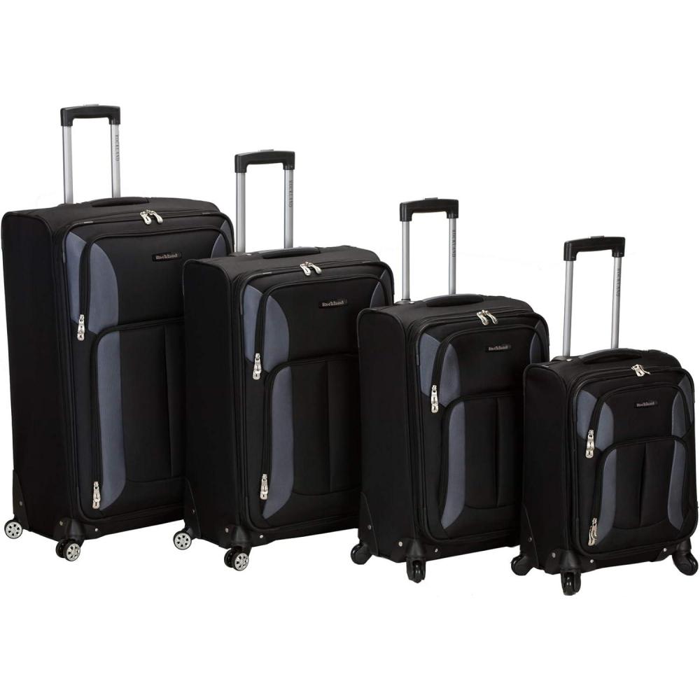 imageRockland Impact Softside Spinner Wheel Luggage Set Navy 4Piece Set 18222630Black