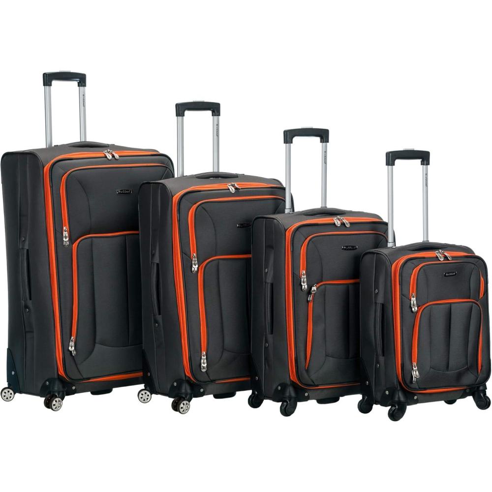 imageRockland Impact Softside Spinner Wheel Luggage Set Navy 4Piece Set 18222630Charcoal
