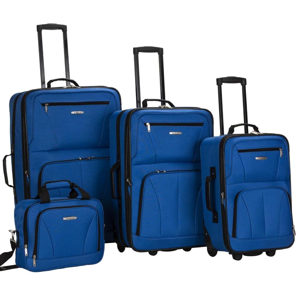 imageRockland Journey Softside Upright Luggage Set Expandable Camouflage 4Piece 14192428Blue