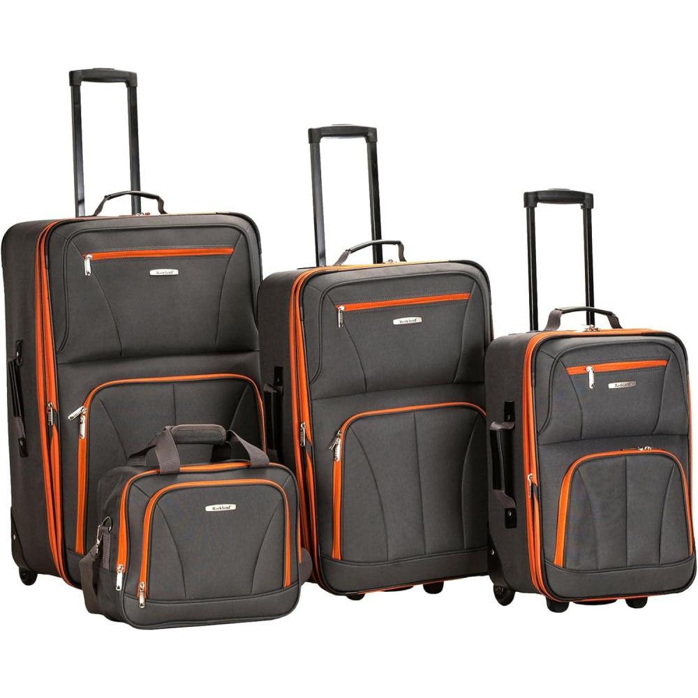 imageRockland Journey Softside Upright Luggage Set Expandable Camouflage 4Piece 14192428Charcoal