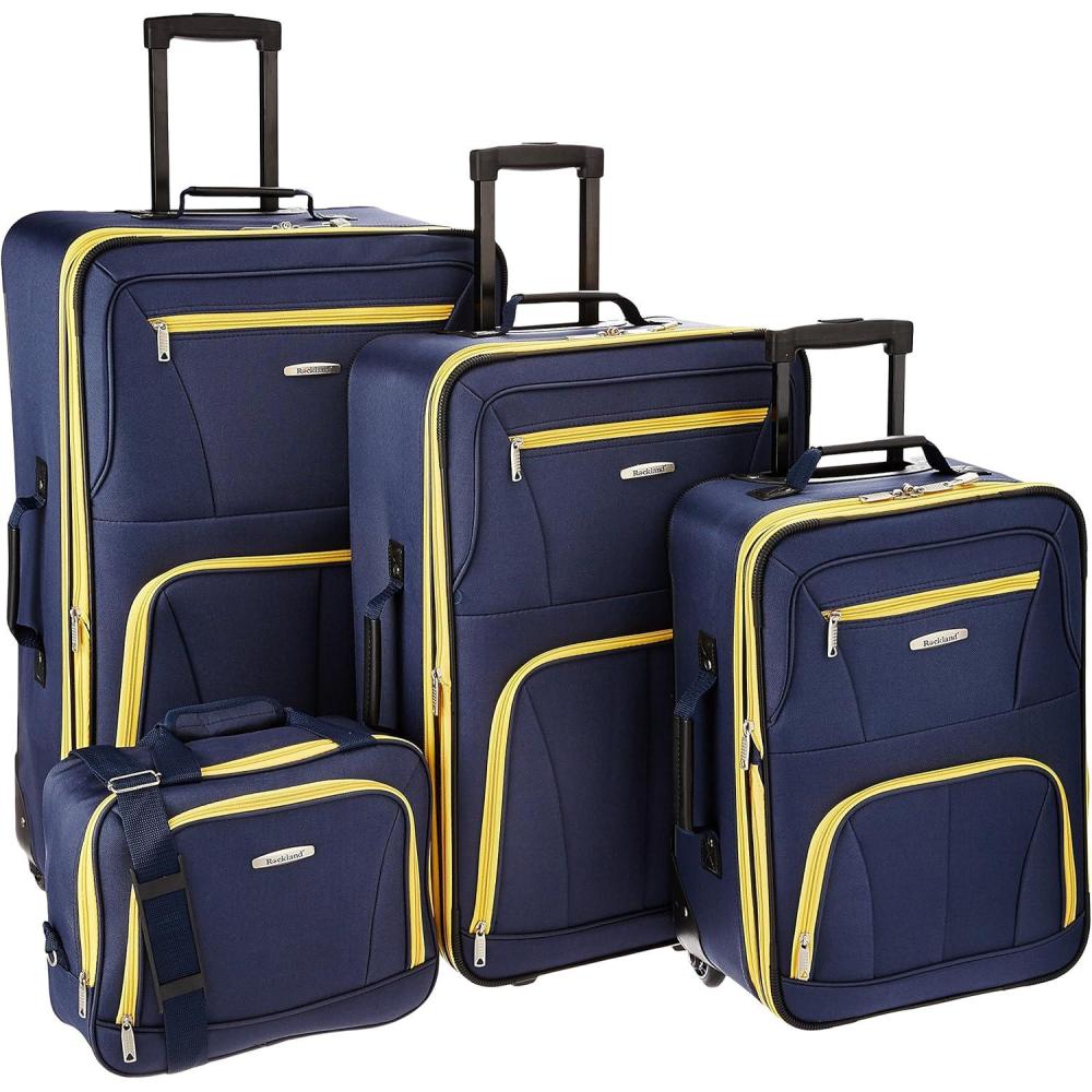 imageRockland Journey Softside Upright Luggage Set Expandable Camouflage 4Piece 14192428Navy