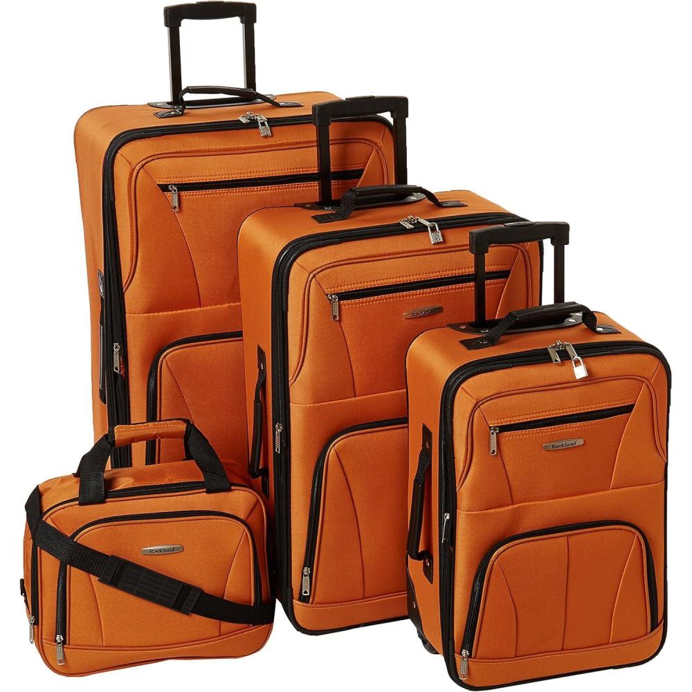 imageRockland Journey Softside Upright Luggage Set Expandable Camouflage 4Piece 14192428Orange