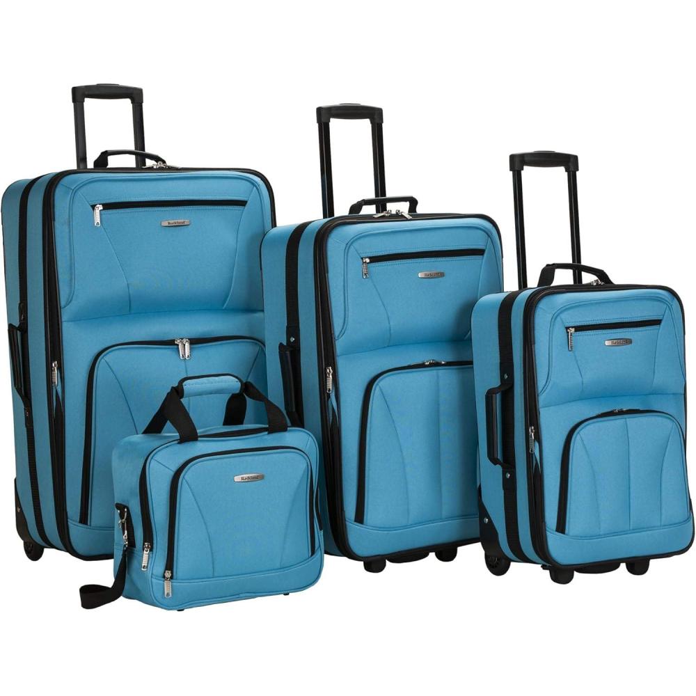imageRockland Journey Softside Upright Luggage Set Expandable Camouflage 4Piece 14192428Turquoise