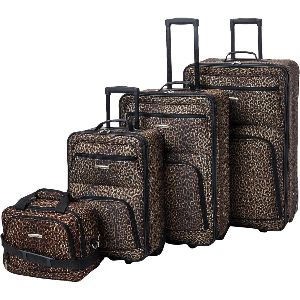 imageRockland Jungle Softside Upright Luggage Set Leopard 4Piece Set 14192428Leopard