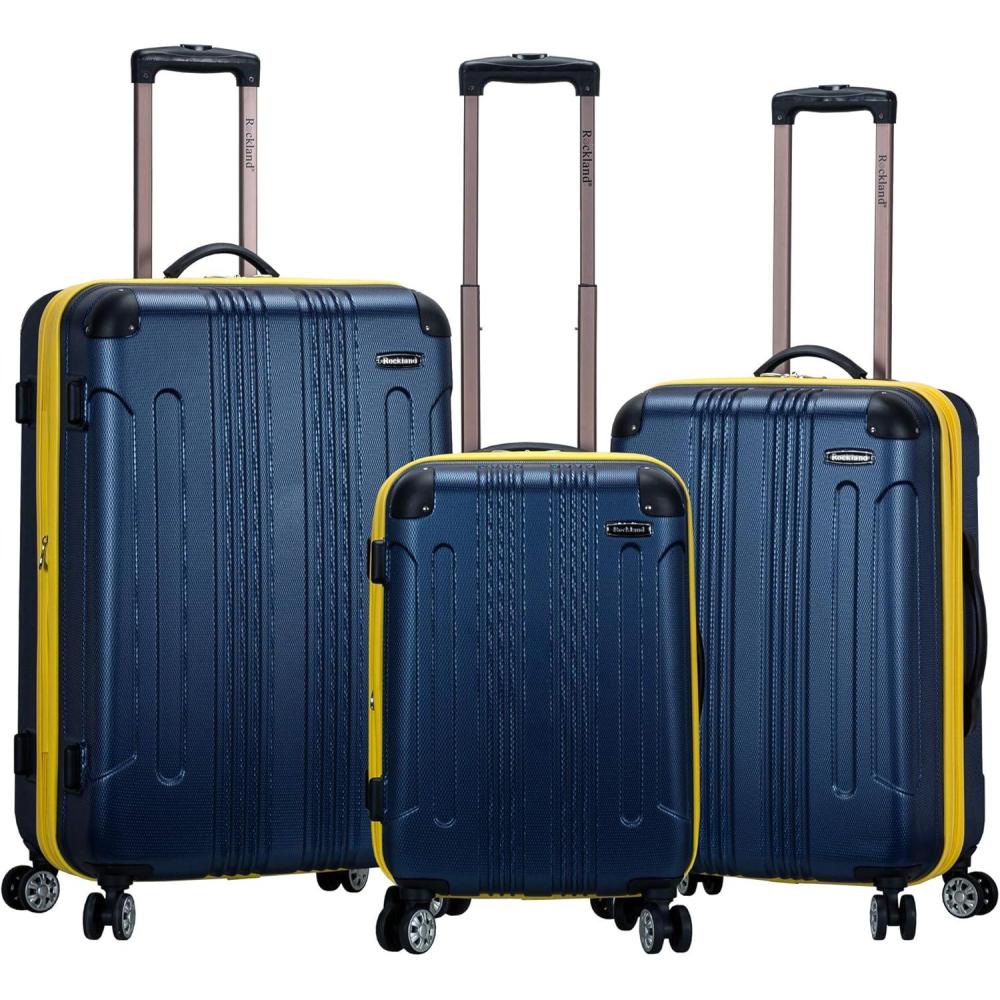 imageRockland London Hardside Spinner Wheel Luggage Navy 3Piece Set 202428Blue