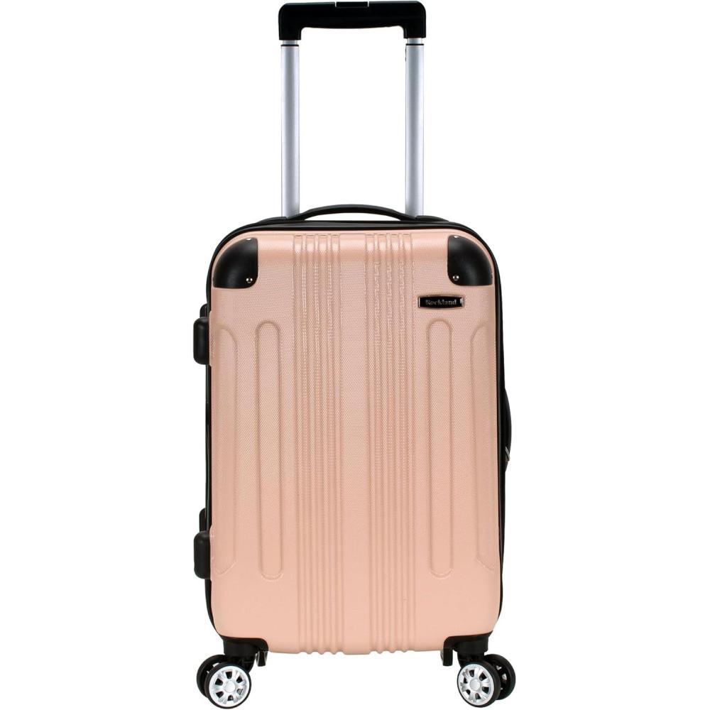 imageRockland London Hardside Spinner Wheel Luggage Orange CarryOn 20InchBeige