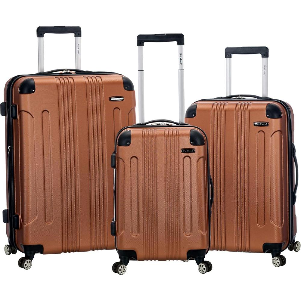 imageRockland London Hardside Spinner Wheel Luggage Orange CarryOn 20InchBrown