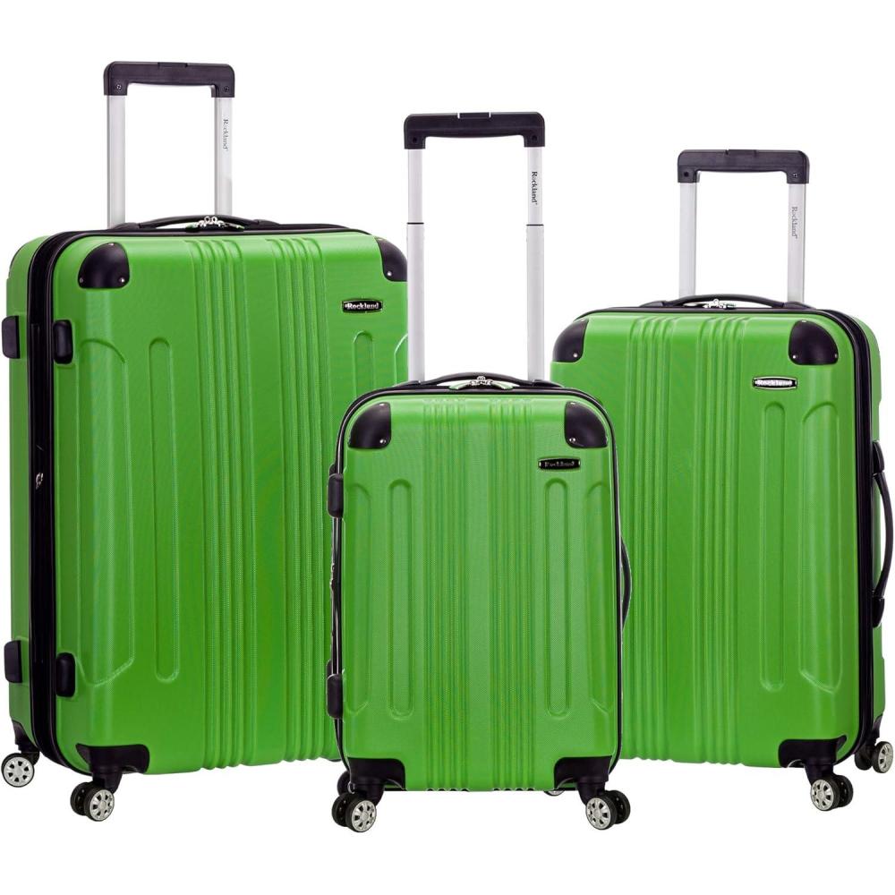 imageRockland London Hardside Spinner Wheel Luggage Orange CarryOn 20InchGreen
