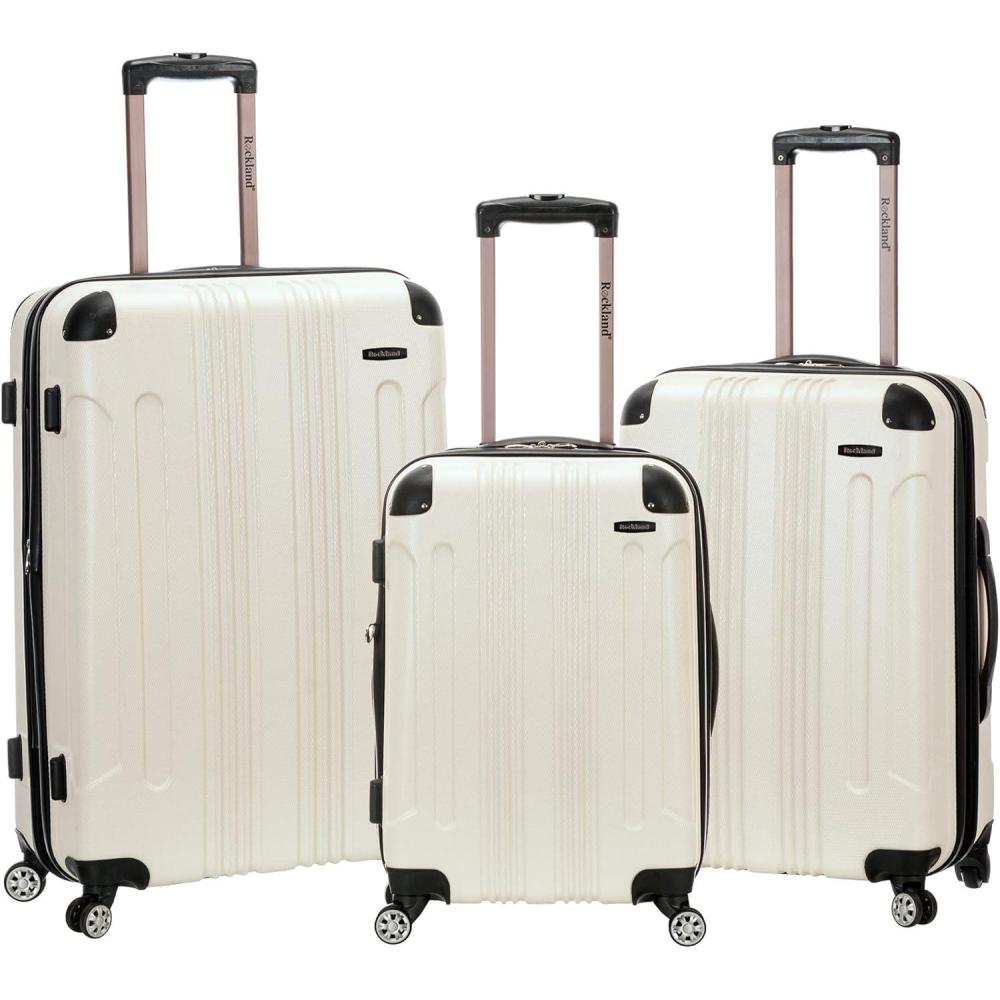 imageRockland London Hardside Spinner Wheel Luggage Orange CarryOn 20InchWhite