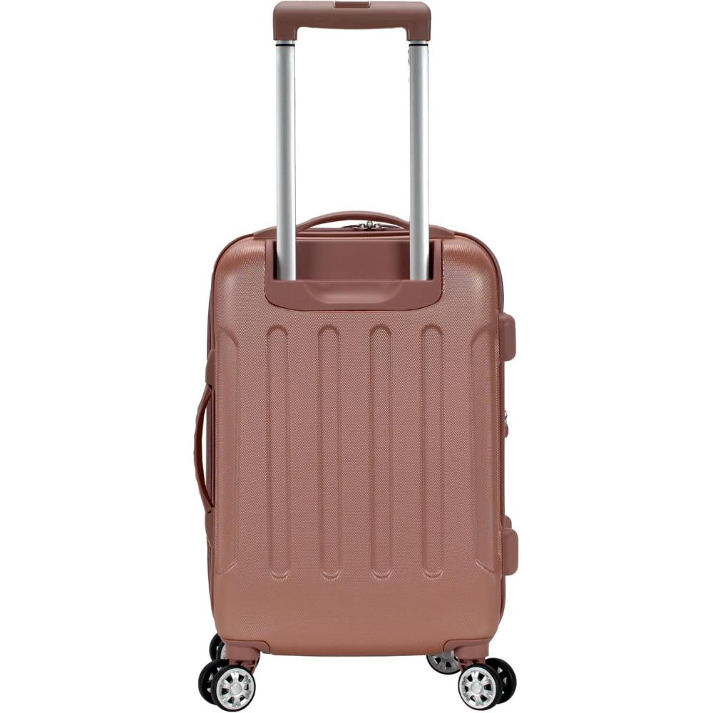imageRockland London Hardside Spinner Wheel Luggage Rosegold CarryOn 20InchPink