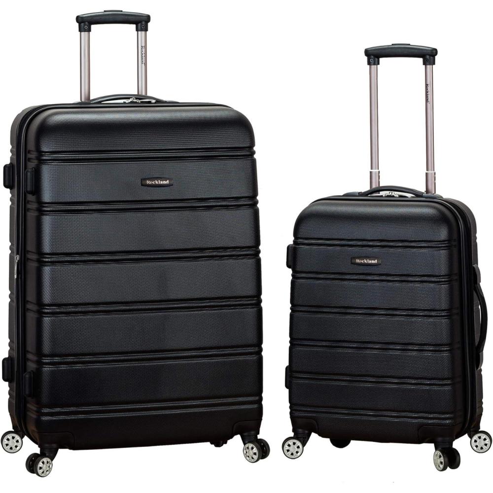 imageRockland Melbourne Hardside Expandable Spinner Wheel Luggage Champagne 2 Piece 20quot28quotBLACK