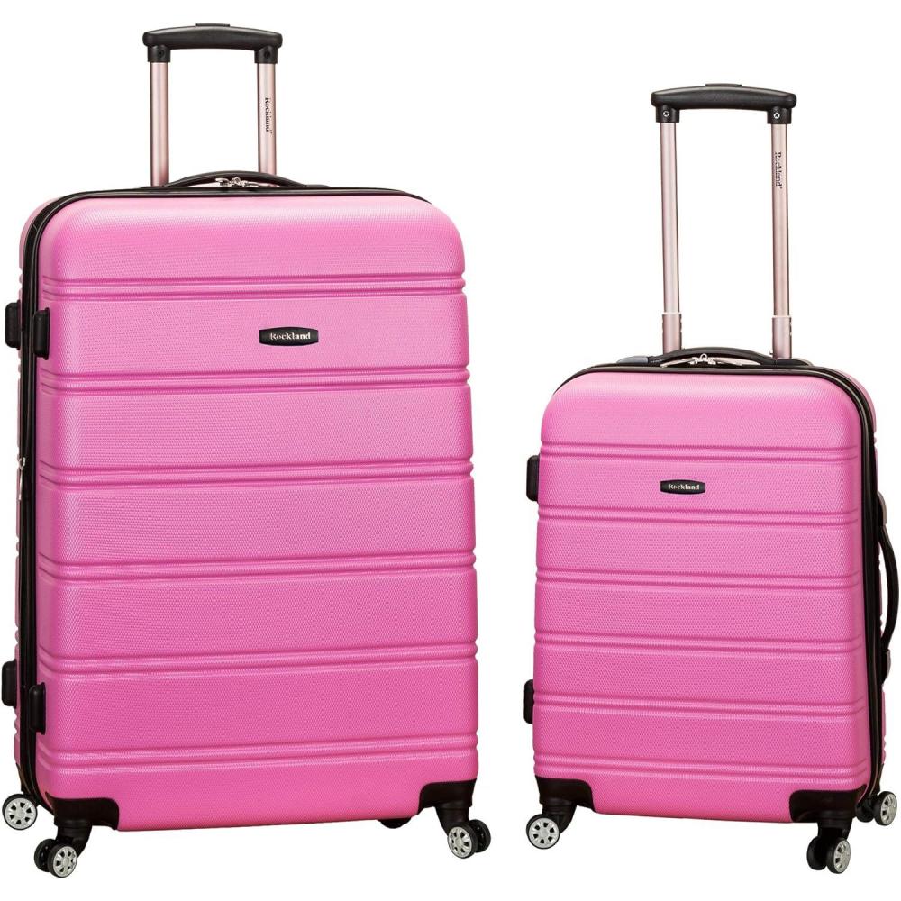 imageRockland Melbourne Hardside Expandable Spinner Wheel Luggage Champagne 2 Piece 20quot28quotPINK